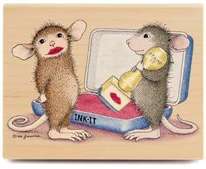 GROTE RETIRED houten stempel Lip Stamp van House Mouse - 1