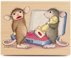 GROTE RETIRED houten stempel Lip Stamp van House Mouse