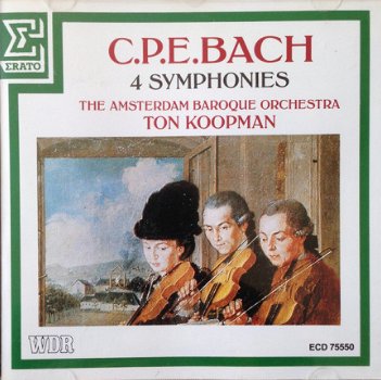 Ton Koopman - C.P.E. Bach* - The Amsterdam Baroque Orchestra, Ton Koopman ‎– 4 Symphonies (CD) - 1