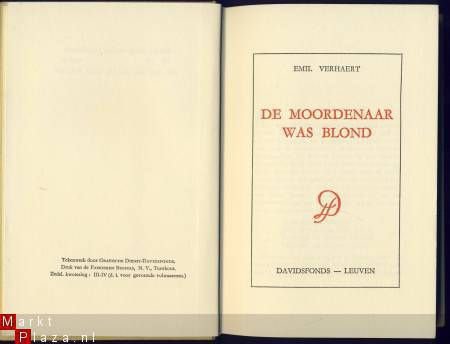 EMIL VERHAERT**DE MOORDENAAR WAS BLOND**GELE LINNEN DAVIDSFO - 4