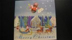 6 vintage kerstkaarten met envelop met half houten poppetje 