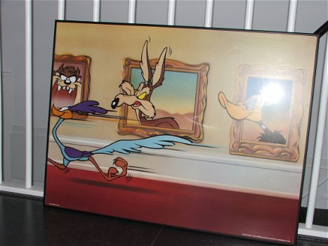 Poster duffy duck, road runner, wile e. Coyote 1000 editions in zwarte lijst - 1
