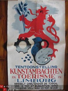 Authentieke poster Tentoonstelling Kunstambachten...1950