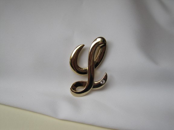 Broche goudkleurige initiaal letter L 4.8x3.2 cm. - Afbeelding 5