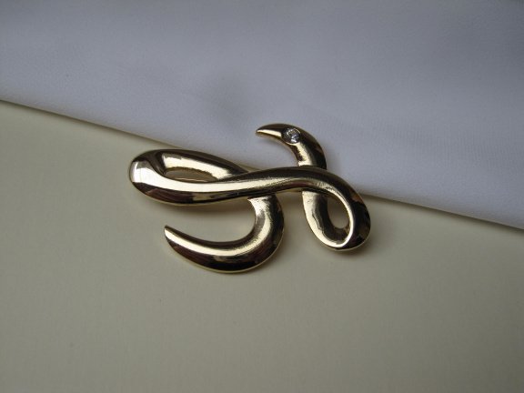 Broche goudkleurige initiaal letter L 4.8x3.2 cm. - Afbeelding 6