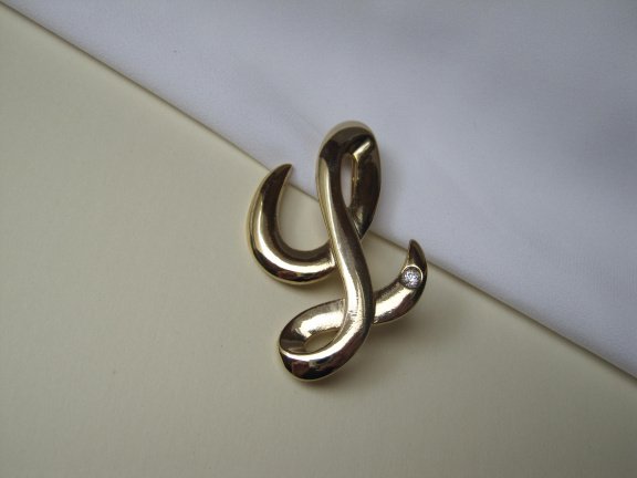 Broche goudkleurige initiaal letter L 4.8x3.2 cm. - Afbeelding 7