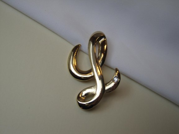 Broche goudkleurige initiaal letter L 4.8x3.2 cm. - Afbeelding 8