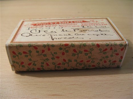 Zeer mooi klein doosje, antiek van apotheek uit Amsterdam.uit 1921... - 2