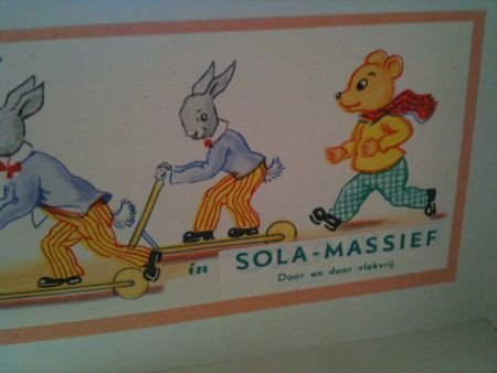 Sola geboorte-cadeau: Vork met lepel, Donald Duck..jaren '50 - 4