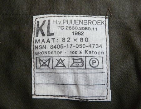 Broek, Gevechts, Uniform, M78, Koninklijke Landmacht, maat: 82x80, 1982.(Nr.1) - 6