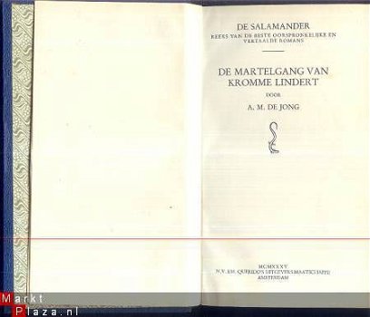 A. M. de JONG**DE MARTELGANG VAN KROMME LINDERT**SALAMANDER - 1