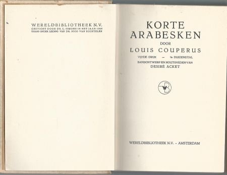 LOUIS COUPERUS**KORTE ARABESKEN**GELE KARTONNEN HARDCOVER** - 2