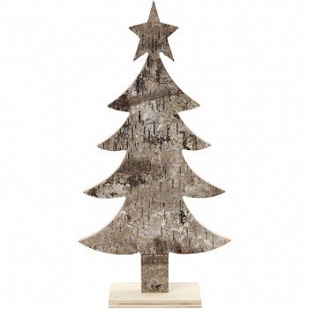 Houten boomschors kerstboom 26cm hobbyartikelen hobbymaterialen - 1
