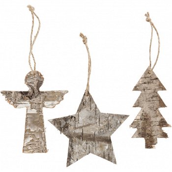 Houten boomschors kerstboom 26cm hobbyartikelen hobbymaterialen - 4