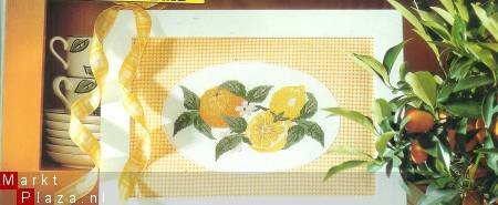 borduurpatroon 374 schilderijtje/ placemats met citrusfruit - 1