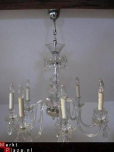 Fraaie antieke kristallen Franse hanglamp...80 cm.
