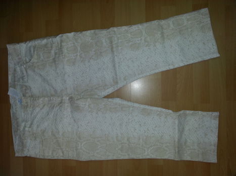 Creme print broek maat 50 - 1