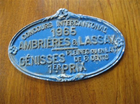 Metalen plaatje Concours International 1965 Ambrières & Lassay, 1er Prix... - 1