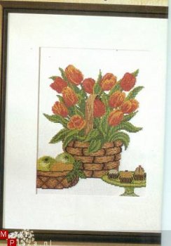 borduurpatroon 379 schilderijtje tulpen - 1