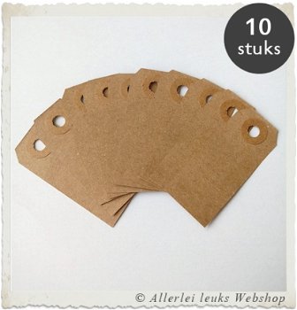 Kraft labels bruin small 6.4x2.6cm 10 stuks hobby hobbyartikelen - 1