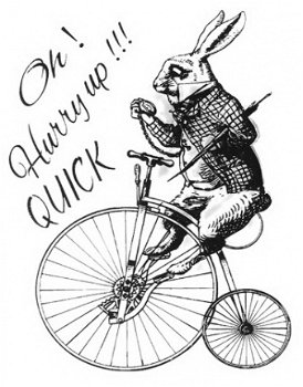 NIEUW Vintage clear stempel Rabbit On Bicycle - 1