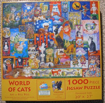 SunsOut - World of Cats - 1000 Stukjes Nieuw - 2