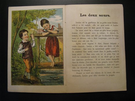 Een prachtige antieke Franse kist met tinnen bordjes, servies, een boekje en servetjes ca. 1890! - 7