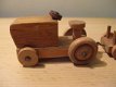 Vintage houten mini treintje (locomotief en 3 wagens)...jaren 30 - 3 - Thumbnail