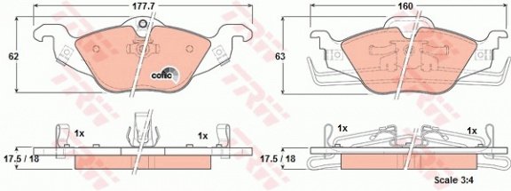 Remblokken Set Vooras TRW GDB1351 Opel Astra G 1998-2009 - 1