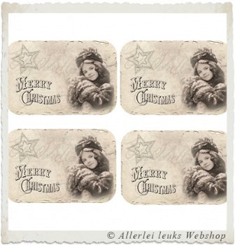 knipvellen Winter vintage plaatjes voor luciferdoosjes A4 - 5