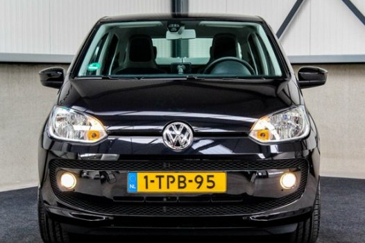 Volkswagen Up! - 1.0 high up BlueMotion 60pk 5-Deurs Zwart 2e Eig|NL|Airco|Navi|BT|PDC|LM|Elek|27dkm - 1