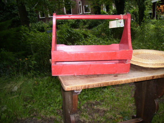 Gereedschapskistje/bakje van hout, vintage - Afbeelding 3