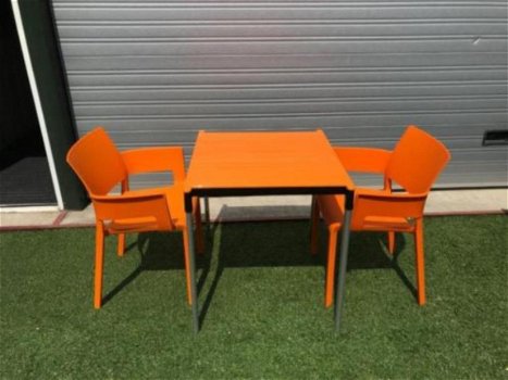Tuinset 2x Fiona stoelen en tafel in lime of oranje SALE - 2