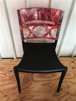 Mooie design stoel zwart met rood transparant SUPERKOOP - 1