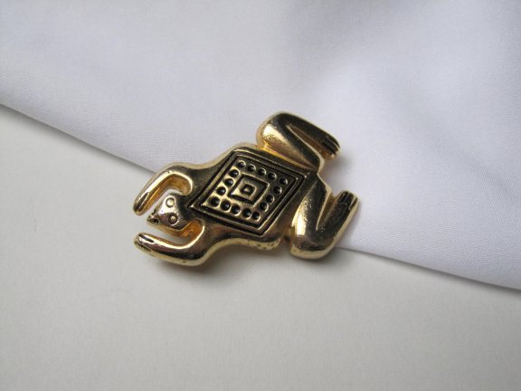 Broche goudkleurige kikker in Inka motief 5.0x3.4 cm - Afbeelding 6