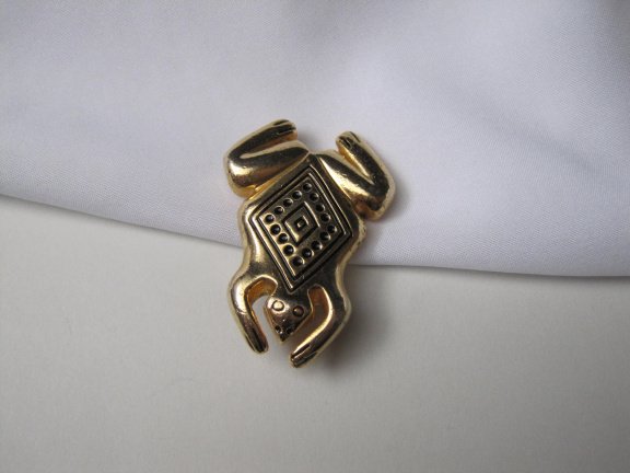Broche goudkleurige kikker in Inka motief 5.0x3.4 cm - Afbeelding 7