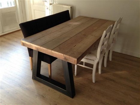 Steigerhouten tafel met stalen poten NIEUW - 2