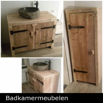 Steigerhouten badkamer meubelen. NIEUW op maat - 1