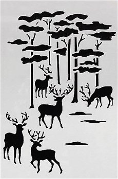NIEUW Stencil Forest Deer Winter - 1