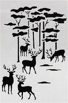 NIEUW Stencil Forest Deer Winter