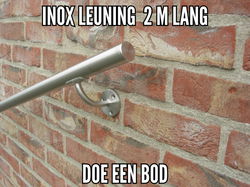 1 inox leuning 2 m lang / dia 42 - trapleuning handgreep leuning