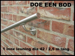 1 inox leuning 2,50 m lang / dia 42 - trapleuning handgreep leuning