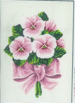 VOORBEDRUKT BORDUURSTRAMIEN ,ROSE BLOEMEN - 1