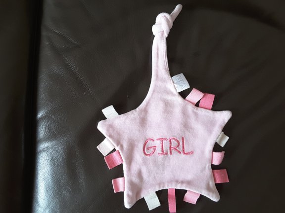 +1458 VIB Label speen doek roze labeldoek GIRL - nr. 1