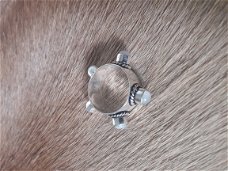 Handgemaakte zwaar verzilverde Maansteen ring 2