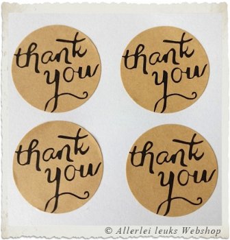 Kraft stickers rond thank you 35mm 4 st hobby hobbymaterialen bedankt - 1