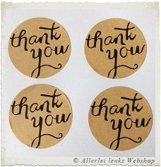 Kraft stickers rond thank you 35mm 4 st hobby hobbymaterialen bedankt