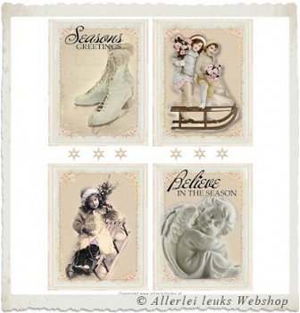 Kerst vintage plaatjes voor luciferdoosjes A4 knipvellen - 3