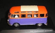 1:43 Yatming VW Volkswagen T1 bus violet-oranje 1962 splitbus safari kombi