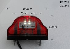 Kenteken verlichting LED wit/rode leds 12/24V E-keur KP-409